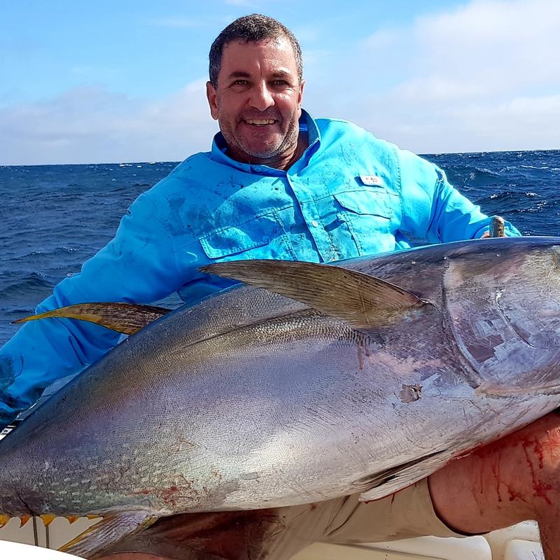 Yellowfin tuna caught out at sea
