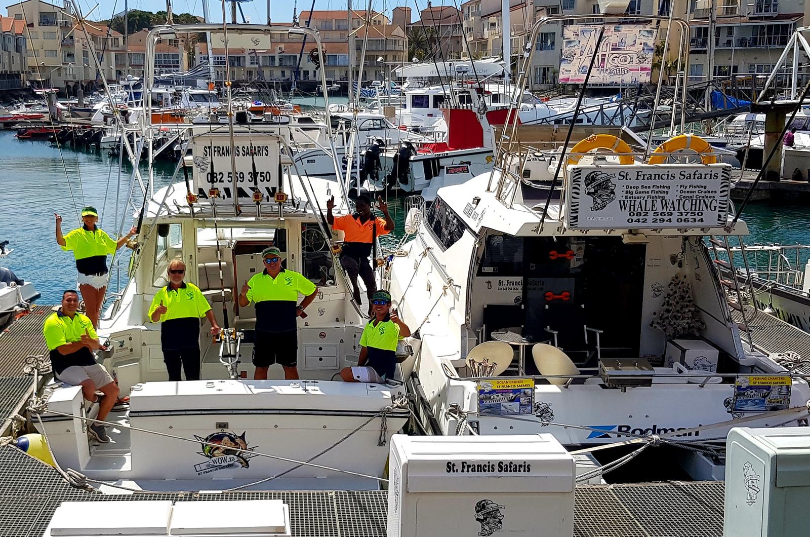 The St Francis Safaris crew on our boats in Port St Francis harbour